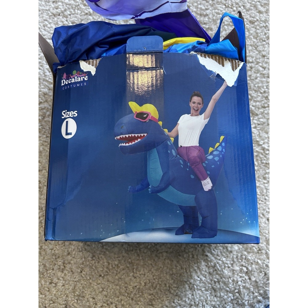 Decalare Inflatable Ride In Blue Dinosaur Halloween Costume Size Adult Large